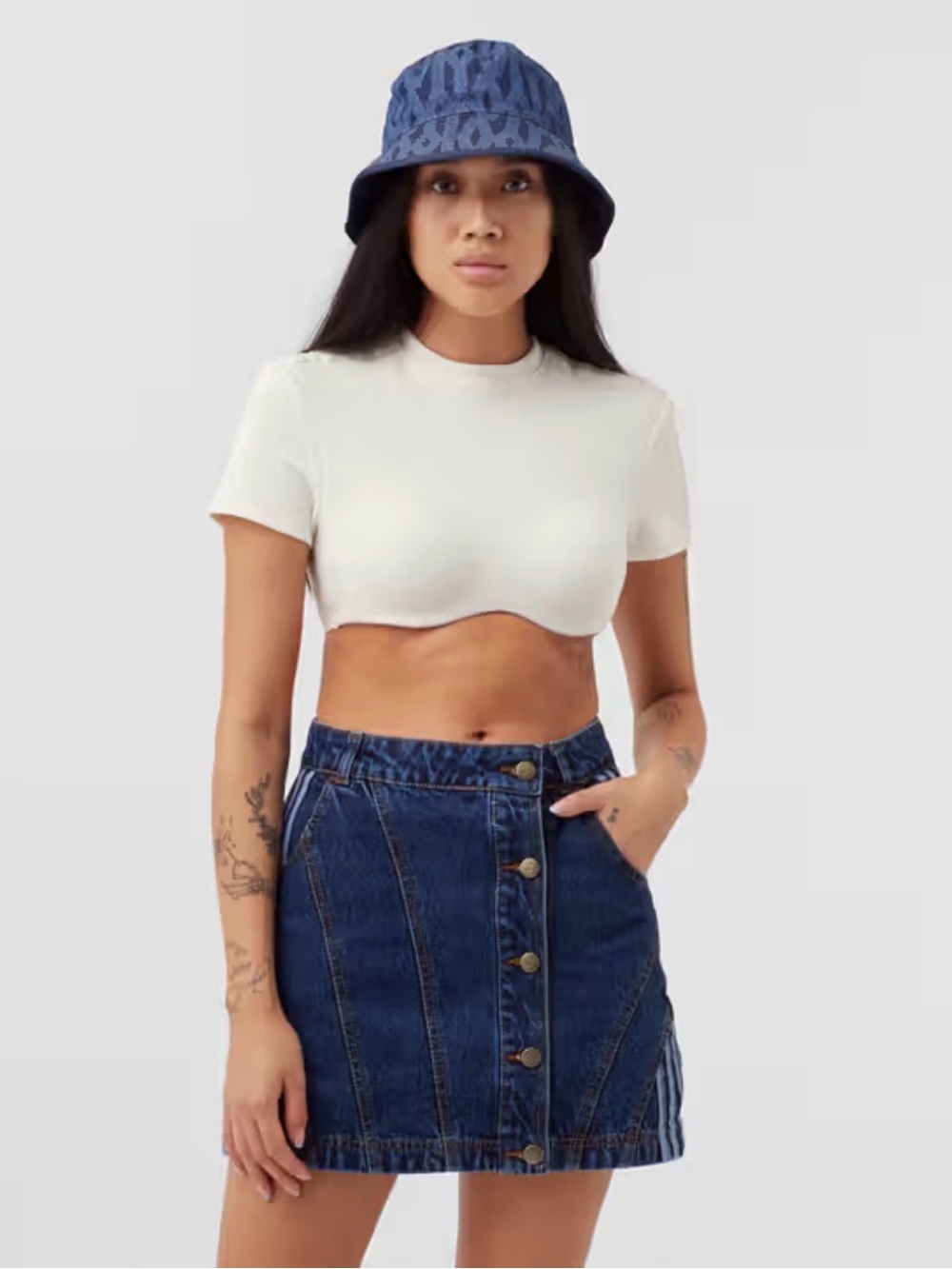adidas x Ivy Park White Cropped Short Sleeve Crew Tee